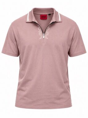 Hugo Boss Men's Dusty Rose Short-Sleeve Zip Polo